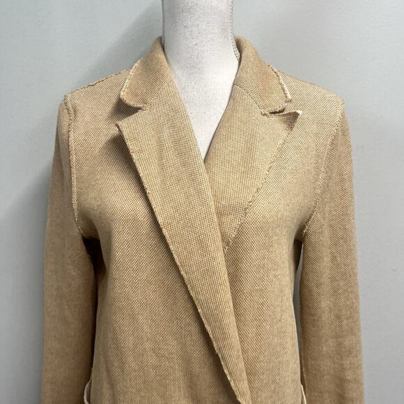 TopShop Blazer Jacket sz 6 Khaki White Tweed Stretch Career Casual Pockets - Picture 3 of 9